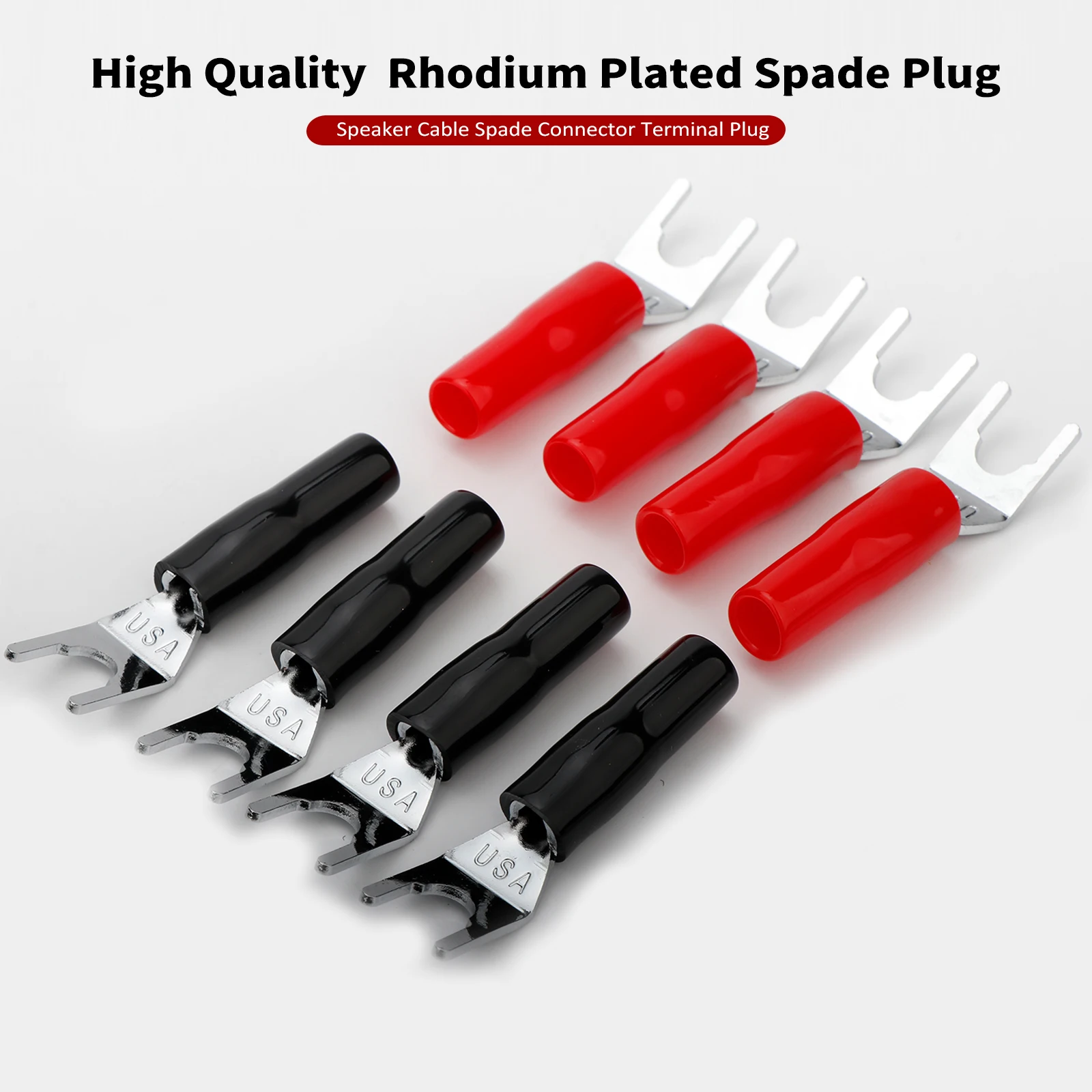 

Preffair Gold/Rhodium Plating Y-Spade Plug Speaker Cable Connector Terminal Plug fork Adapter Banana Plug for DIY Speaker Cable