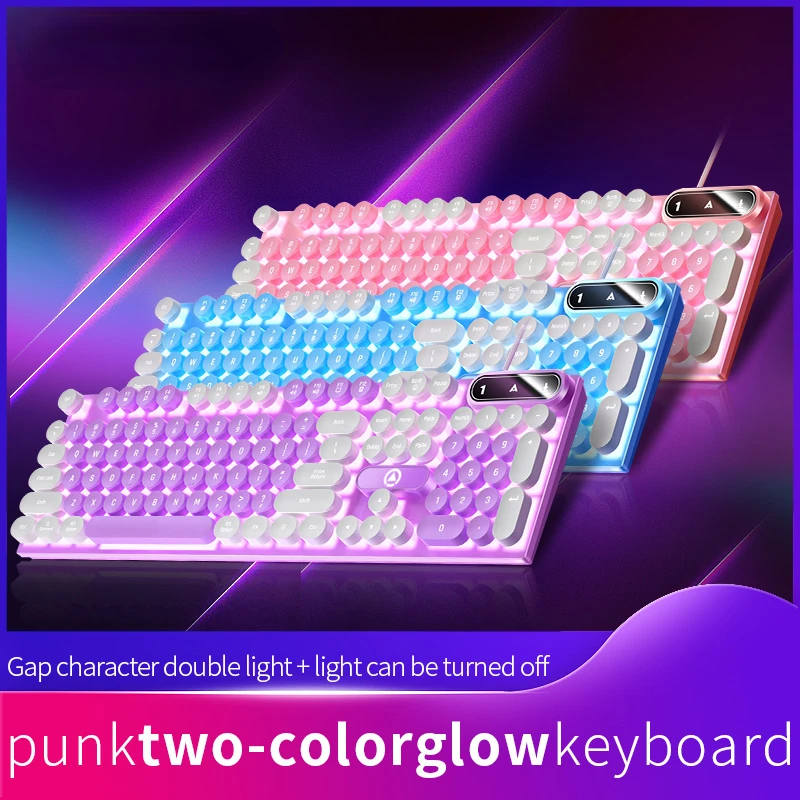 

YD K600 Keyboard E-sports Mechanical Feel Game Office Home Luminous Keyboard Wired Punk Color Computer Laptop Accessories