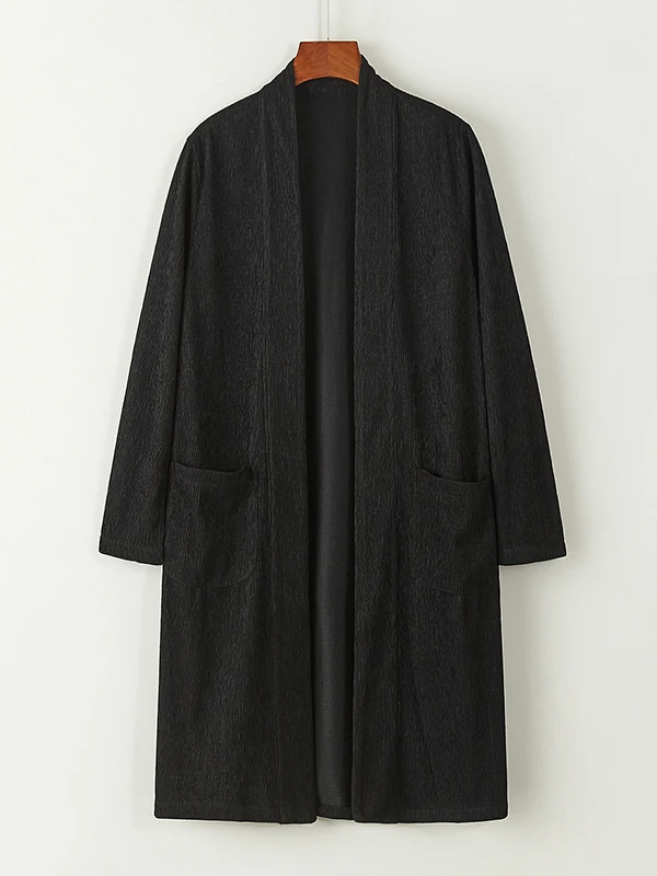 

Youthful Ethnic Vintage Monastic Robe Open Cardigan Long Coat Men's Simple Tea Sle Loose Fit Youthful ular Chinese Windb...