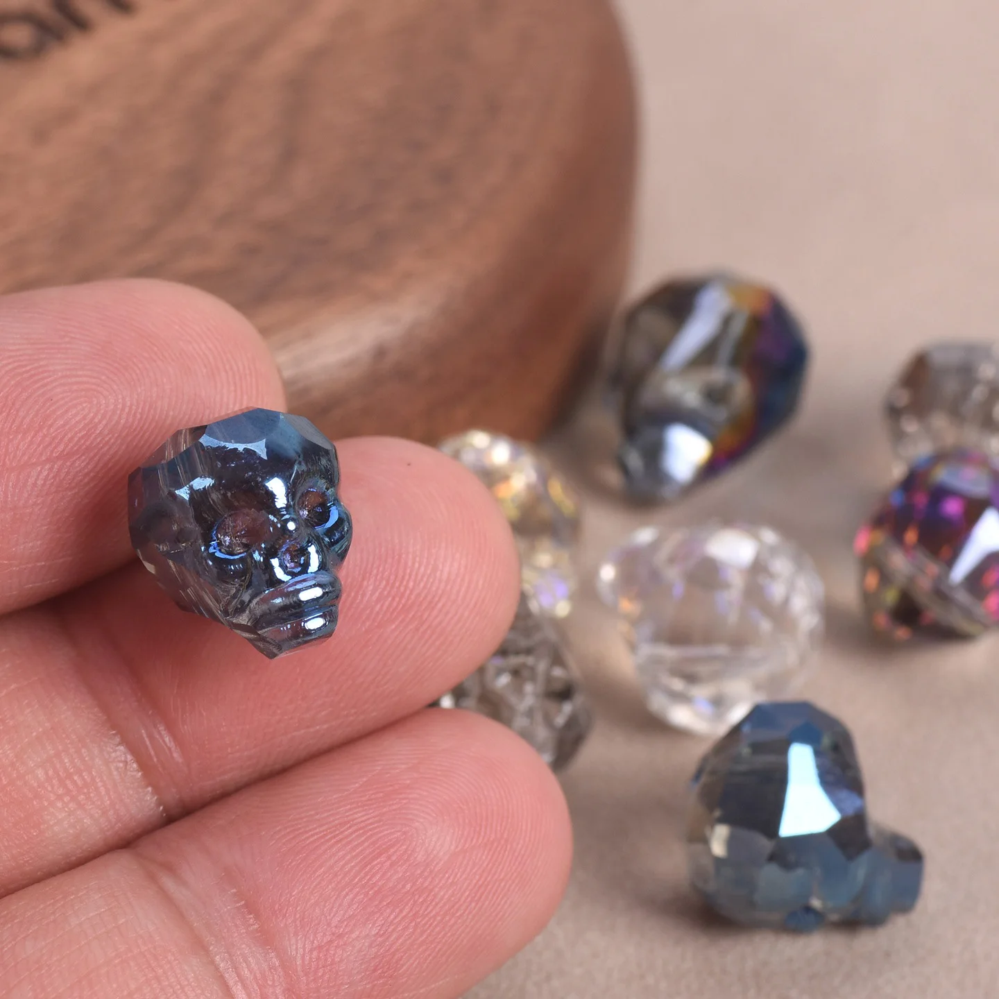 5 stücke 14mm Schädel Kopf Facettierte Kristall Glas Lose Perlen für Schmuck, Die DIY Handwerk