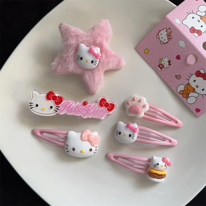 Sanrio Cinnamoroll Hairpin for Girls Kawaii Hair Accessories Suit Hair Clip Hello Kitty BB Clip Cartoon Anime Figure Hair rope