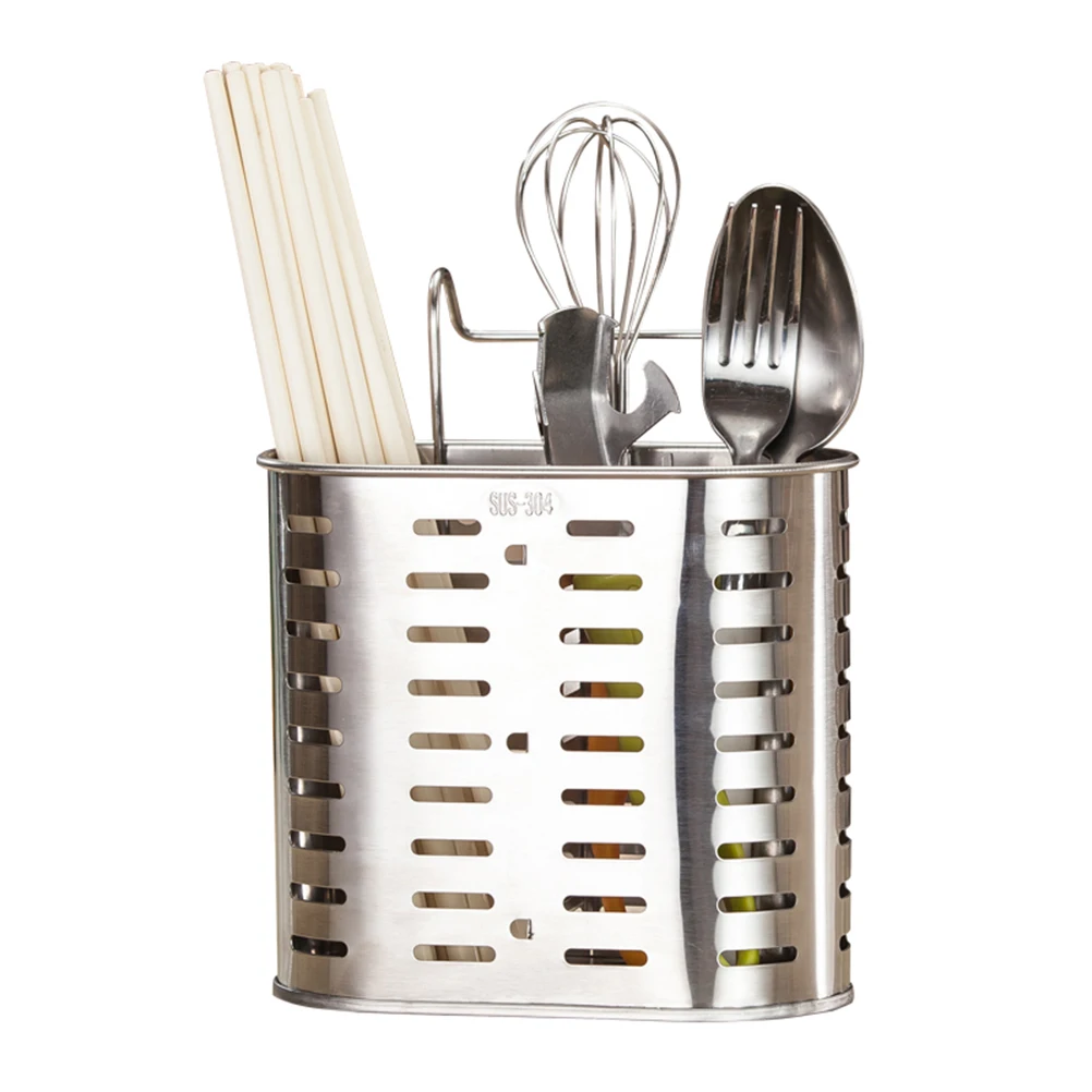 

Stainless Steel Chopsticks Holder 2 Compartments Kitchen Organizer Sink Drying Rack Utensils Holder Spoon Fork