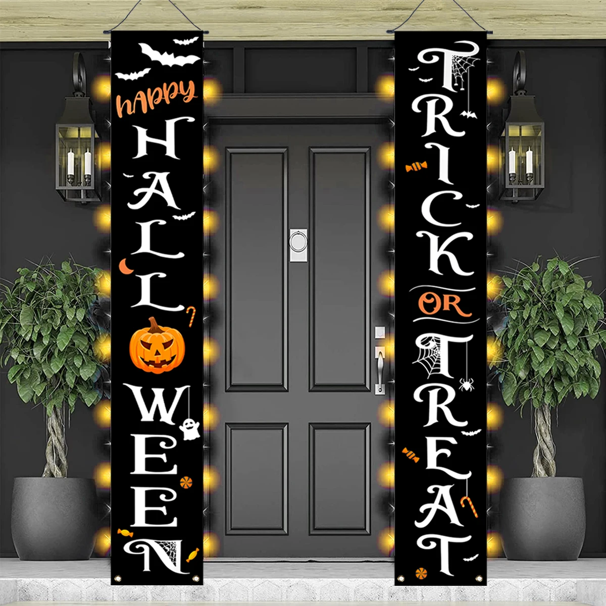 Halloween Door Banner Happy Halloween Party Decor Pumpkin Bat Party Supplies Trick Or Treat Horror Birthday Party Supplies