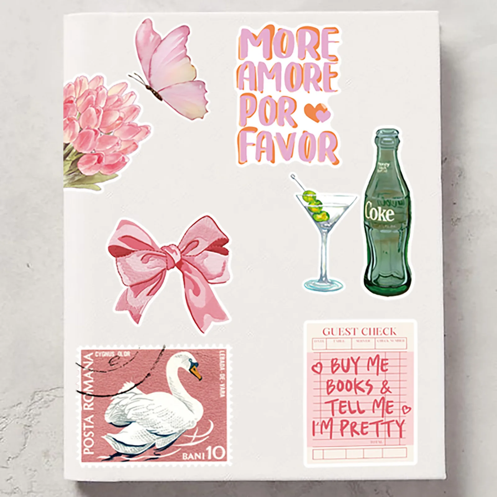 10/50 قطعة INS نمط الوردي الأخضر الكتابة على الجدران ملصقات الصيف الصغيرة الطازجة الكرتون صائق دفتر الهاتف الغيتار حقيبة كوب ألعاب أطفال