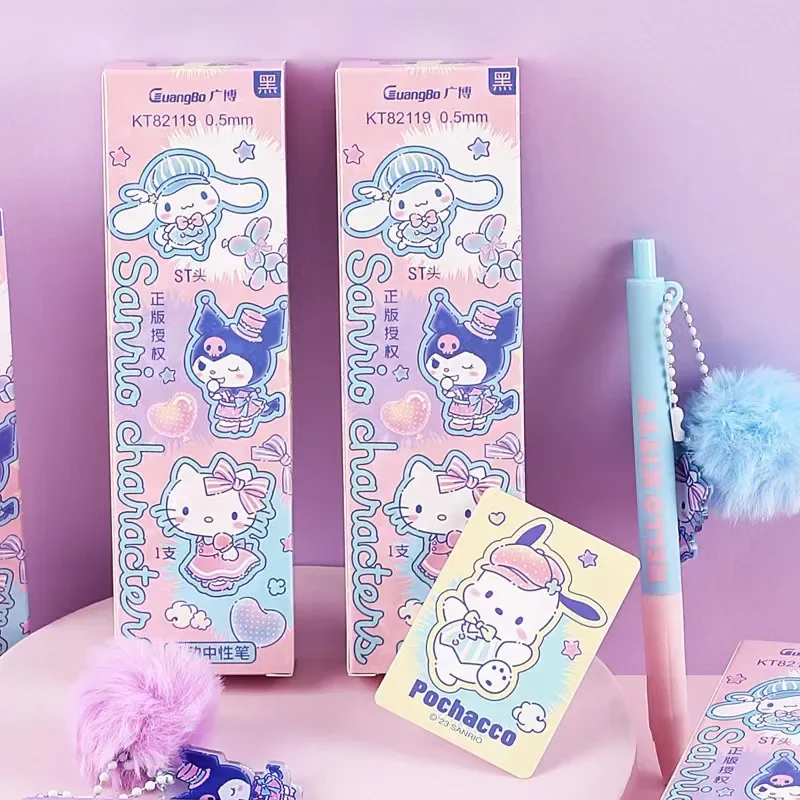 Random 1 Box Kawaii Sanrio Mymelody Kuromi Cinnamoroll Pochacco Candy Plush Rabbit Gel Pen Rollerball Stationery gift