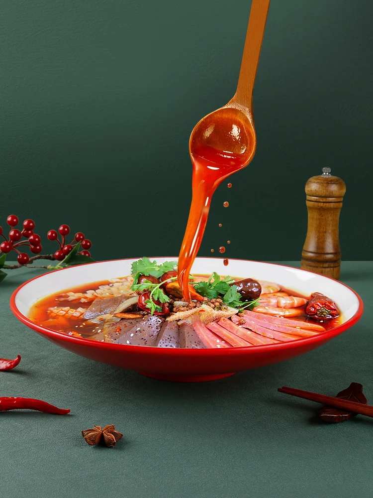 

Большая коммерческая миска для острого супа Хот-пот с нарезанным мясом, специальная миска для фастфуда, для сетевых ресторанов, миска для медленного приготовления