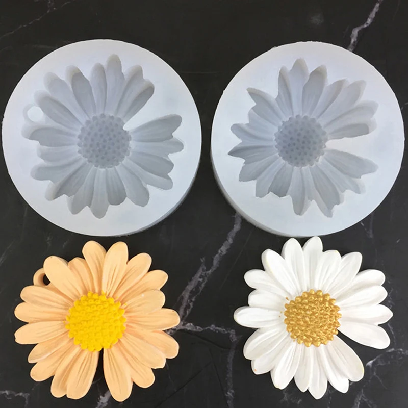 【Chamomile Flower Silicone Mold With Hole Car Aromatherapy Epoxy Handmade Soap Candle Mold DIY Decor Candy Icing Mold】