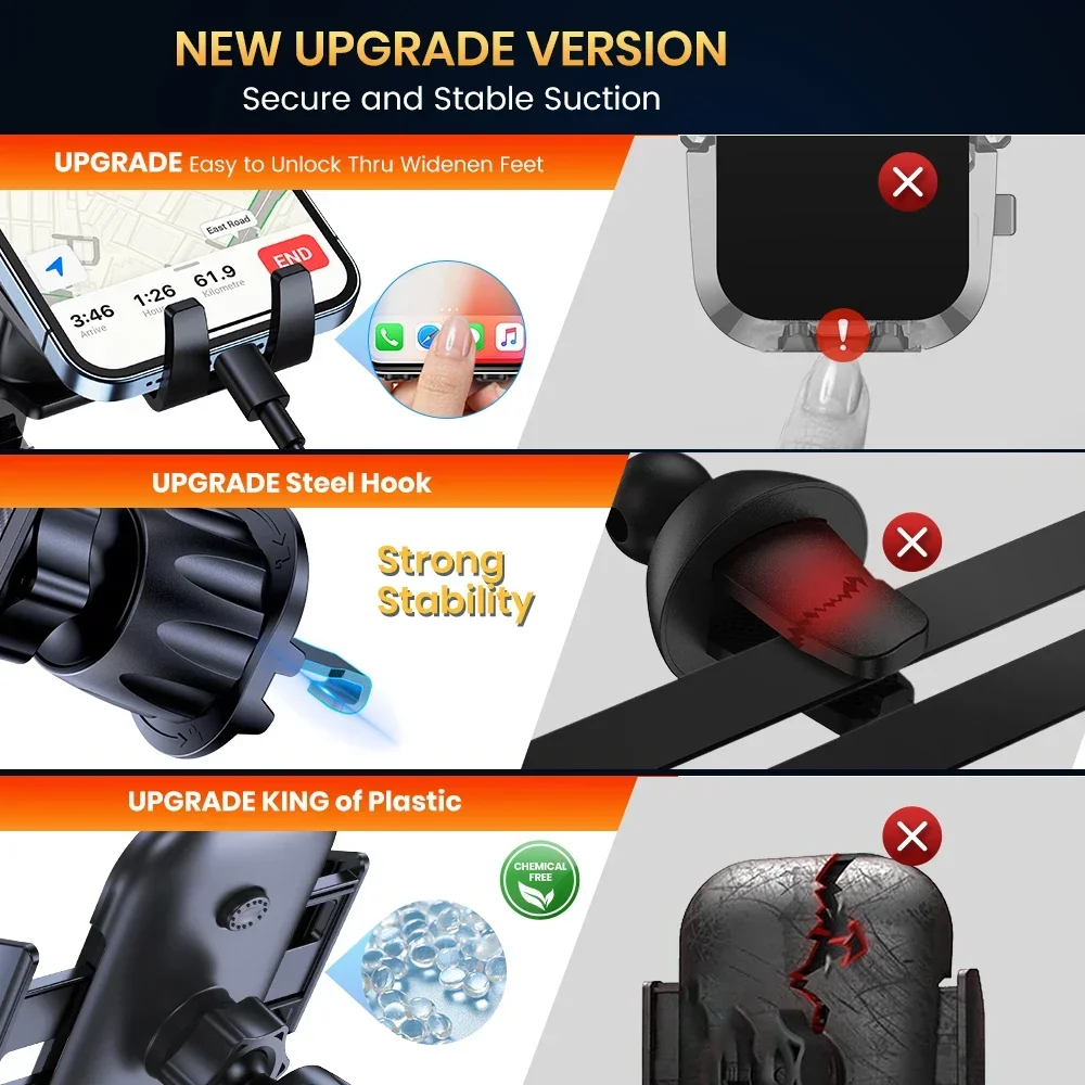 TOPK Car Phone Holder Air Vent, Universal Car Phone Mount for Car Vent, Phone Holder for Car, Stable Clamp Car Holder for Phone