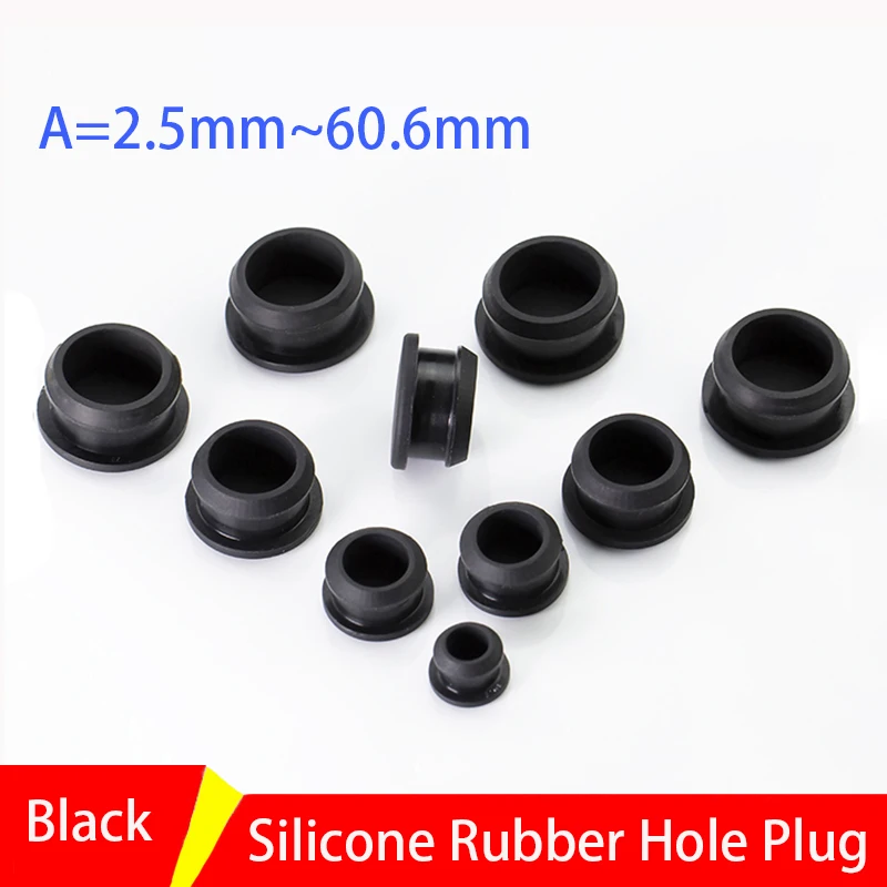 

1pcs A=2.5mm~60.6mm Black Rubber Silicone Snap-on Through Hole Plugs Caps Wire Cable Wiring Protect Bushes O-rings
