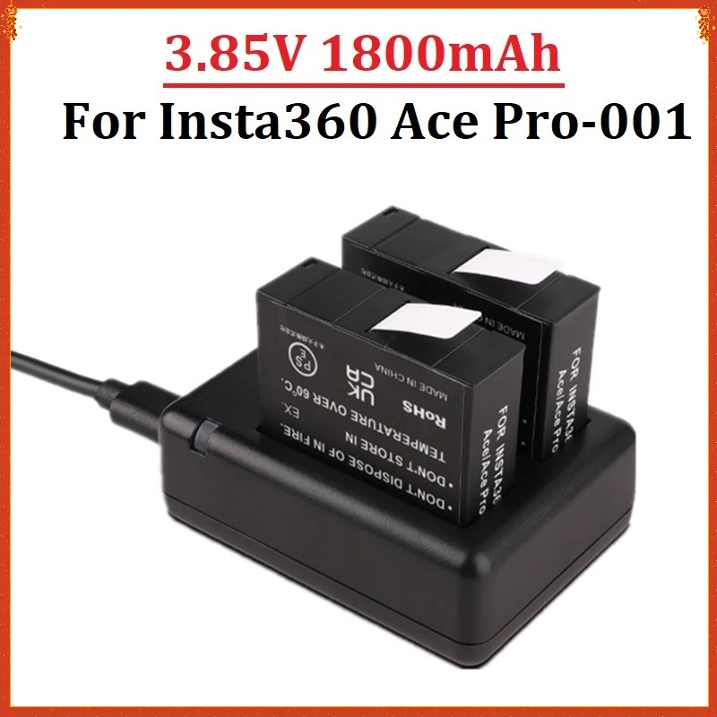 

1800mAh Battery Pack for Insta360 Ace Pro/Ace + dual slots charger for Insta360 Ace Pro Accessories Digital Batteries