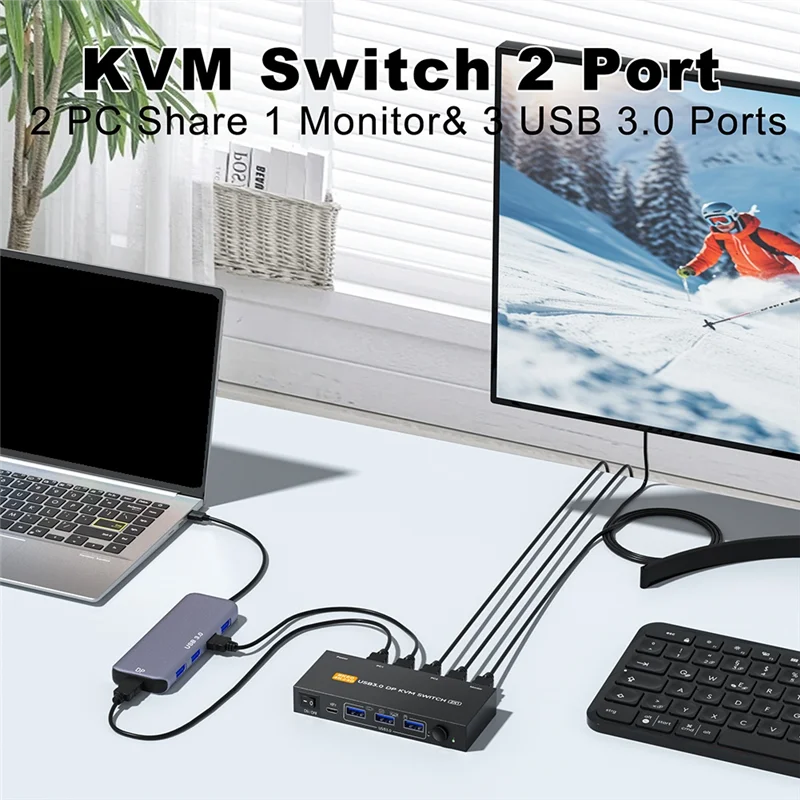 

Upgraded New 2 Computer 1 Monitor DP KVM Switch With Displayport 8K@ 60Hz USB 3.0 Ports For Shared Mouse Keyboard And Display