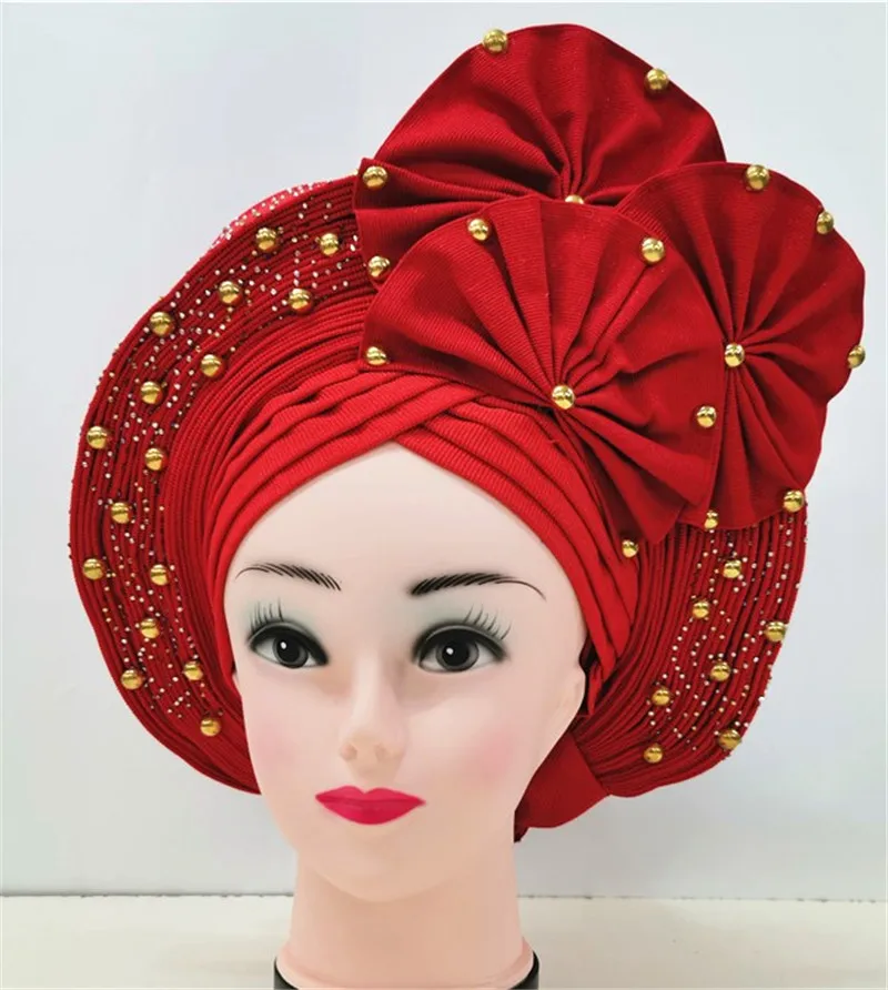قبعات للنساء السيارات gele هيدتي صنع بالفعل 2022 aso oke عمامة فام musulman موضة bonnet أشرطة رأس الأفريقية عالية الجودة