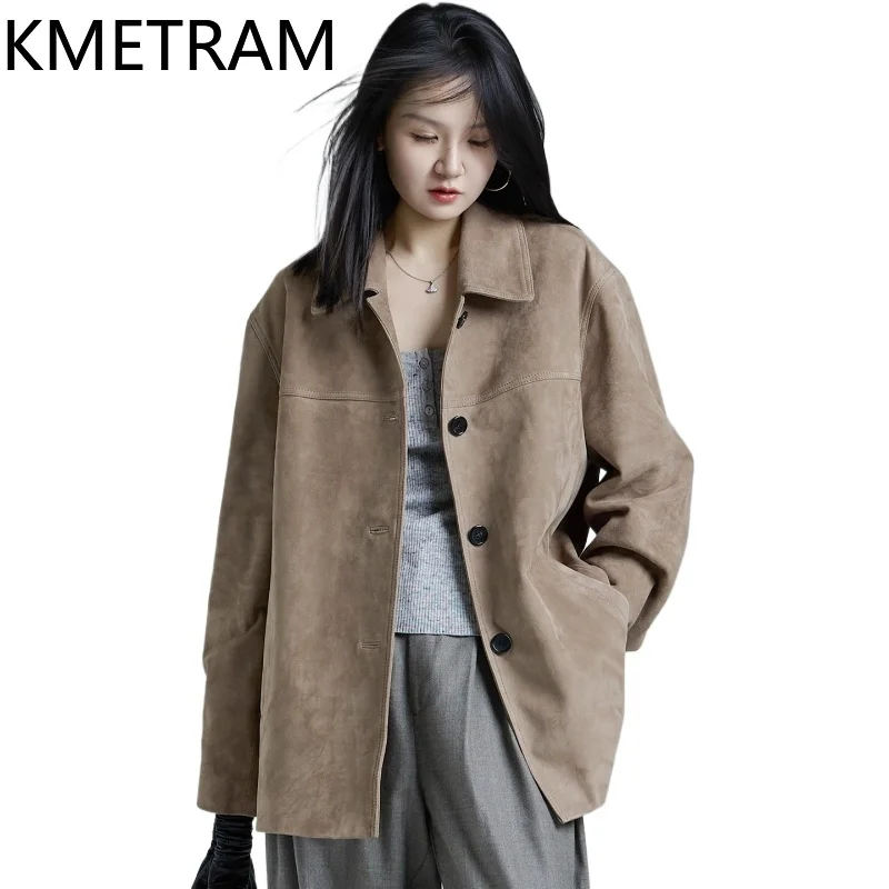 KMETRAM 100% 천연 양가죽 진짜 가죽 재킷 가을 짧은 캐주얼 신상 여성 코트 2025 여성 의류