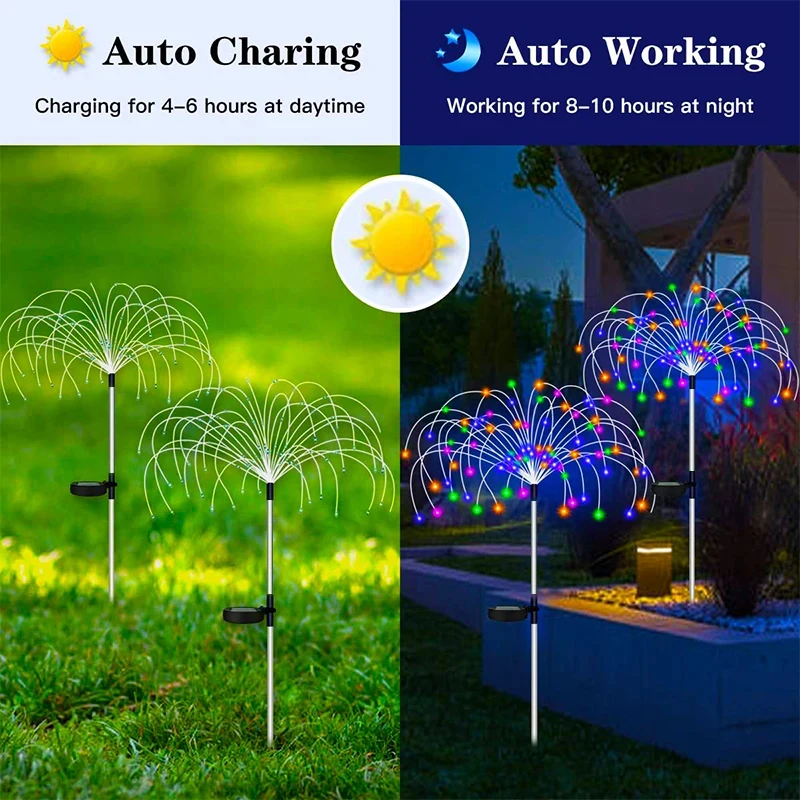 Luci fiabesche solari a LED per fuochi d'artificio lampada solare da esterno impermeabile per la decorazione del giardino