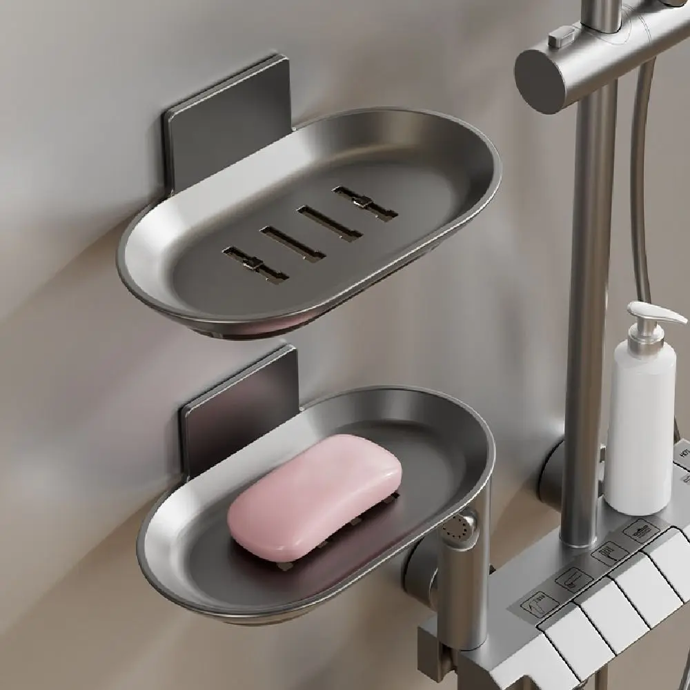 

2 шт. алюминиевая настенная мыльница, самоклеящаяся сливная коробка для мыла без перфоратора, дренажная коробка со сливом, лоток для хранения мыла для воды