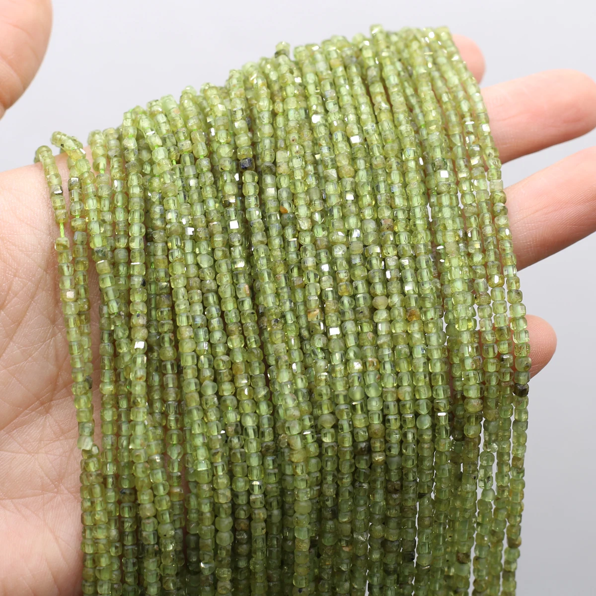 2mm quadrado facetado contas soltas pedra natural verde peridoto contas para fazer jóias suprimentos diy colar pulseira acessórios