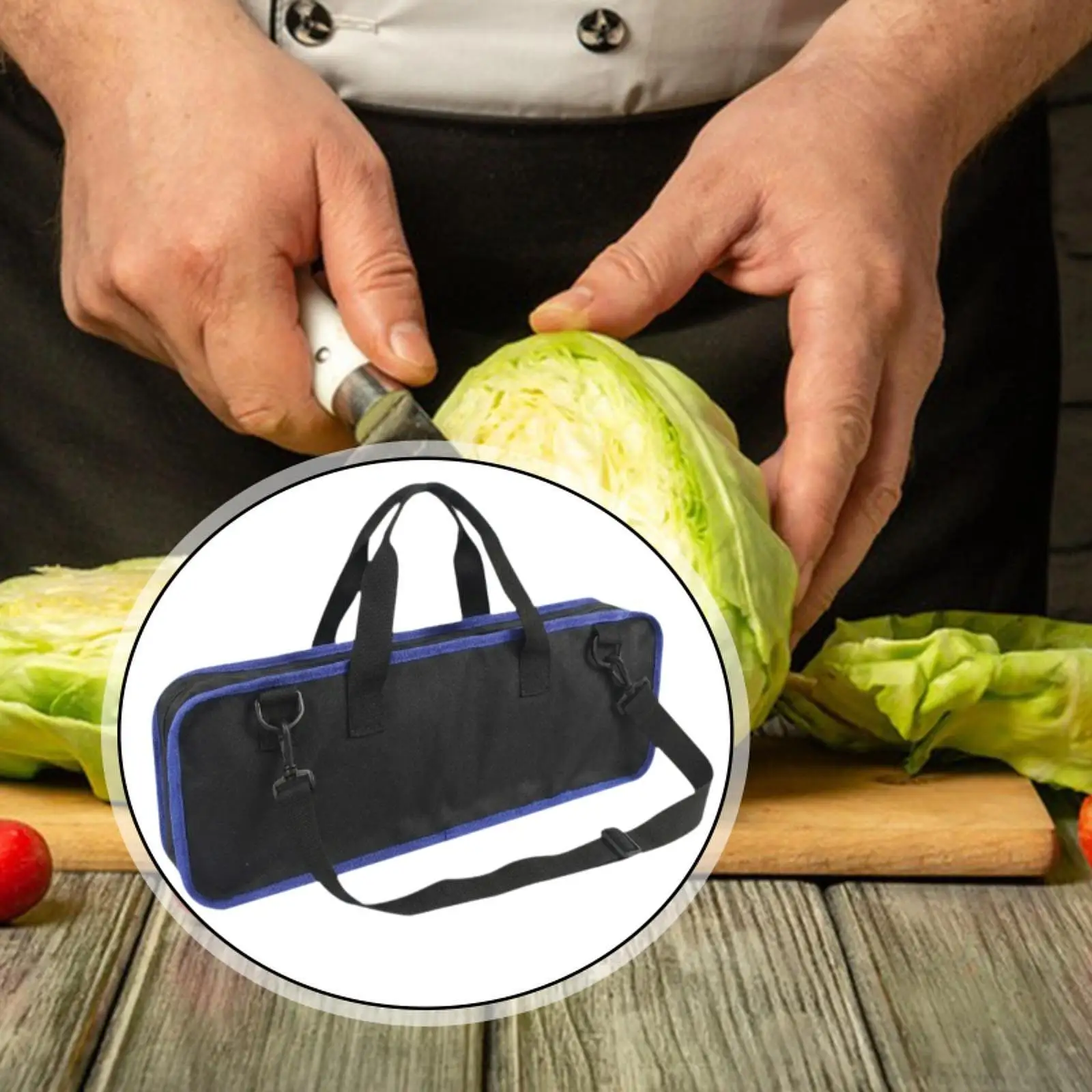 

Chef Knives Bag Foldable Waterproof Knife Storage Carrier Organizer for Barbecue Outdoor Kitchen Utensils
