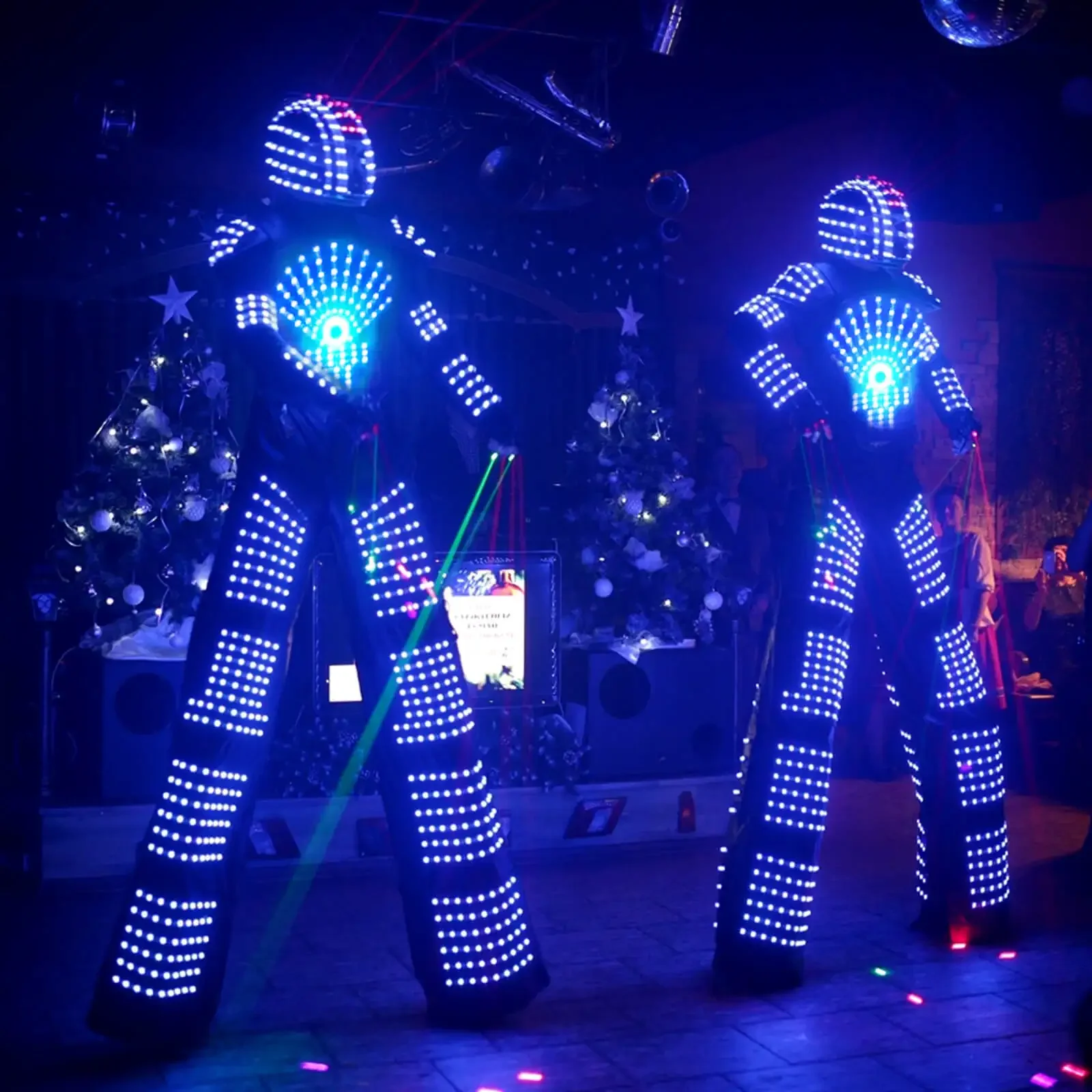 Adult Ballroom Stilt Walker Robot Outfit with LED Lights Halloween  Dancer Costume for Party Nightclubs Festival Performances