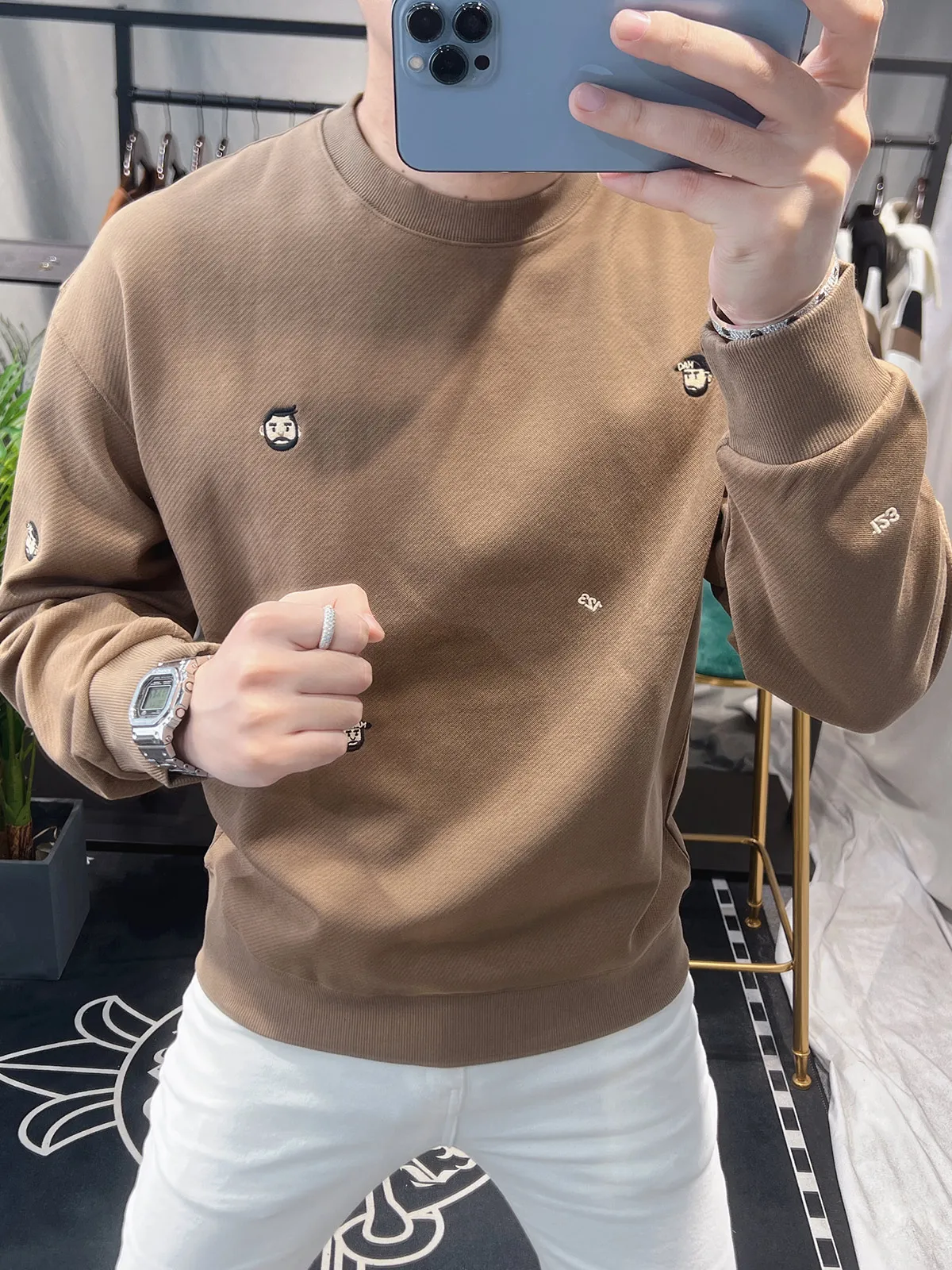 

Мужская толстовка с длинным рукавом и круглым вырезом для весны и осени, повседневный топ из комфортной хлопково-полиэстеровой смеси, антибактериальный, не мнется