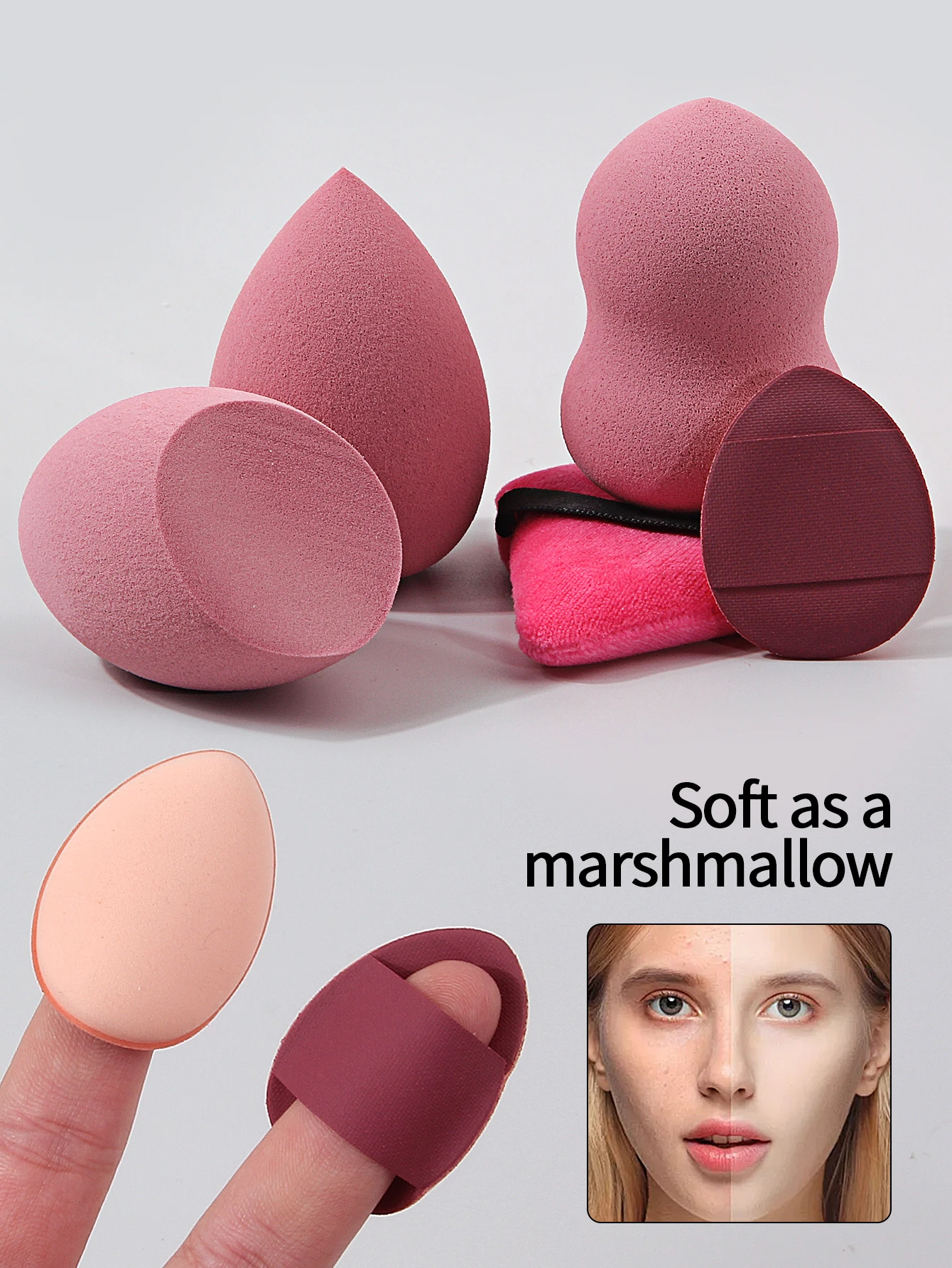 15PCS multifunctionele draagbare spons poederdons set schoonheid ei zachte driehoek poederdons mini duim poederdons make-up tools
