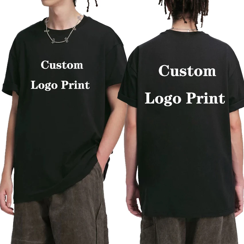 

High Quality Custom logo print short sleeve T-shirts Men Women couple gifts Fashion Tops Unisex Oversized 100% Cotton T shirt