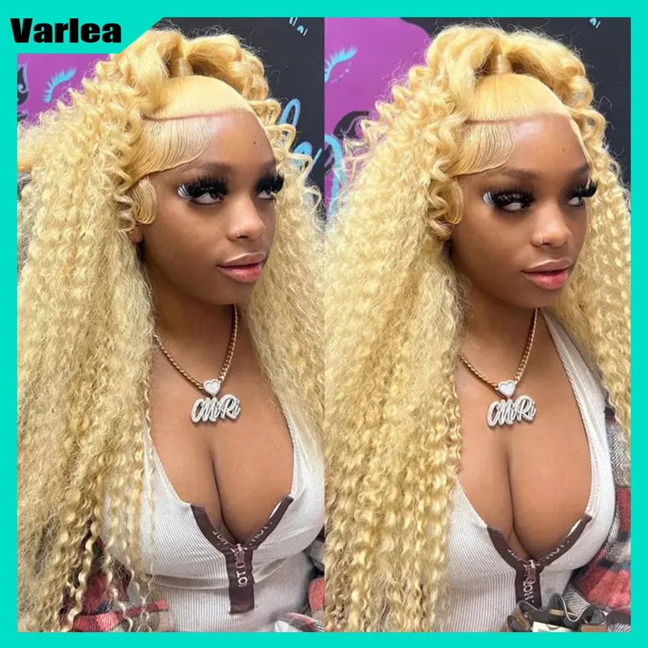 Varlea 200% Density Deep Curly 13x6 Hd Lace Frontal Wig 613 Honey Blonde Wig 13x4 Lace Frontal Water Wave Human Hair Brazilian