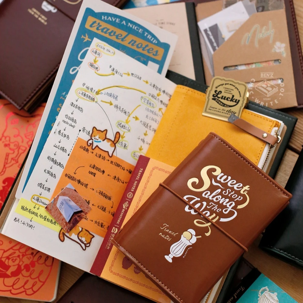 Fromthenon Retro TN Gezgin Defteri Ultra Hafif Taşınabilir Yeniden Doldurulabilir Seyahat Günlüğü Elastik Bantlı PU Deri Defter