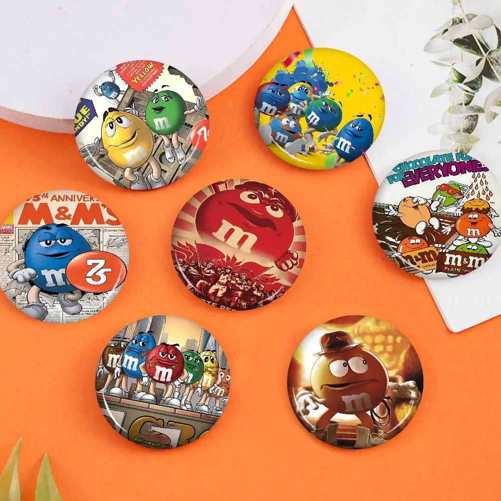 Candy M-MS C-Chocolate M&M'S Anime Button Pin Handmade Brooch for Clothes Cartoon Badge Backpack Decoration Jewelry Accessories