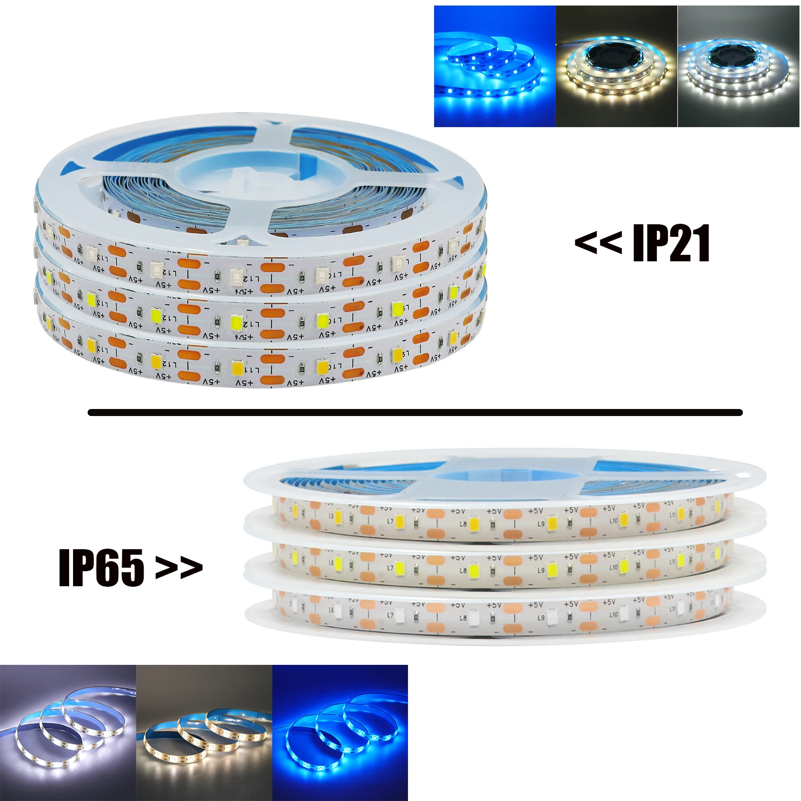 5V USB Led Strip SMD 2835 White/Warm White/Red/Blue/Green /Pink/Yellow 50CM 1M 2M 4M 5M Flexible Ribbon Tape Backlight