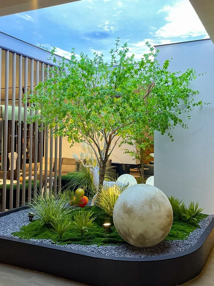 Window Drunk Wood Nordic Instagram Style Decoration Large Fake Trees Landscape Green Plant Indoor and Outdoor