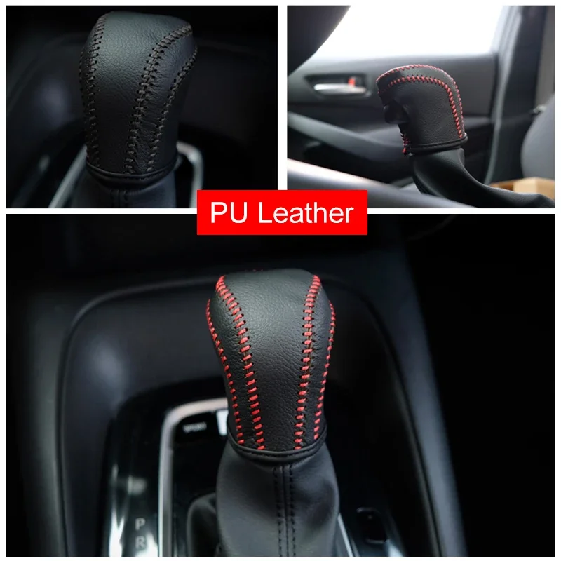 Leather Car Gear Shift Knob Cover Non-Slip Grip Handle Protective Case For Toyota Corolla E210 2019 2020 2021 2022 2023 Hybrid