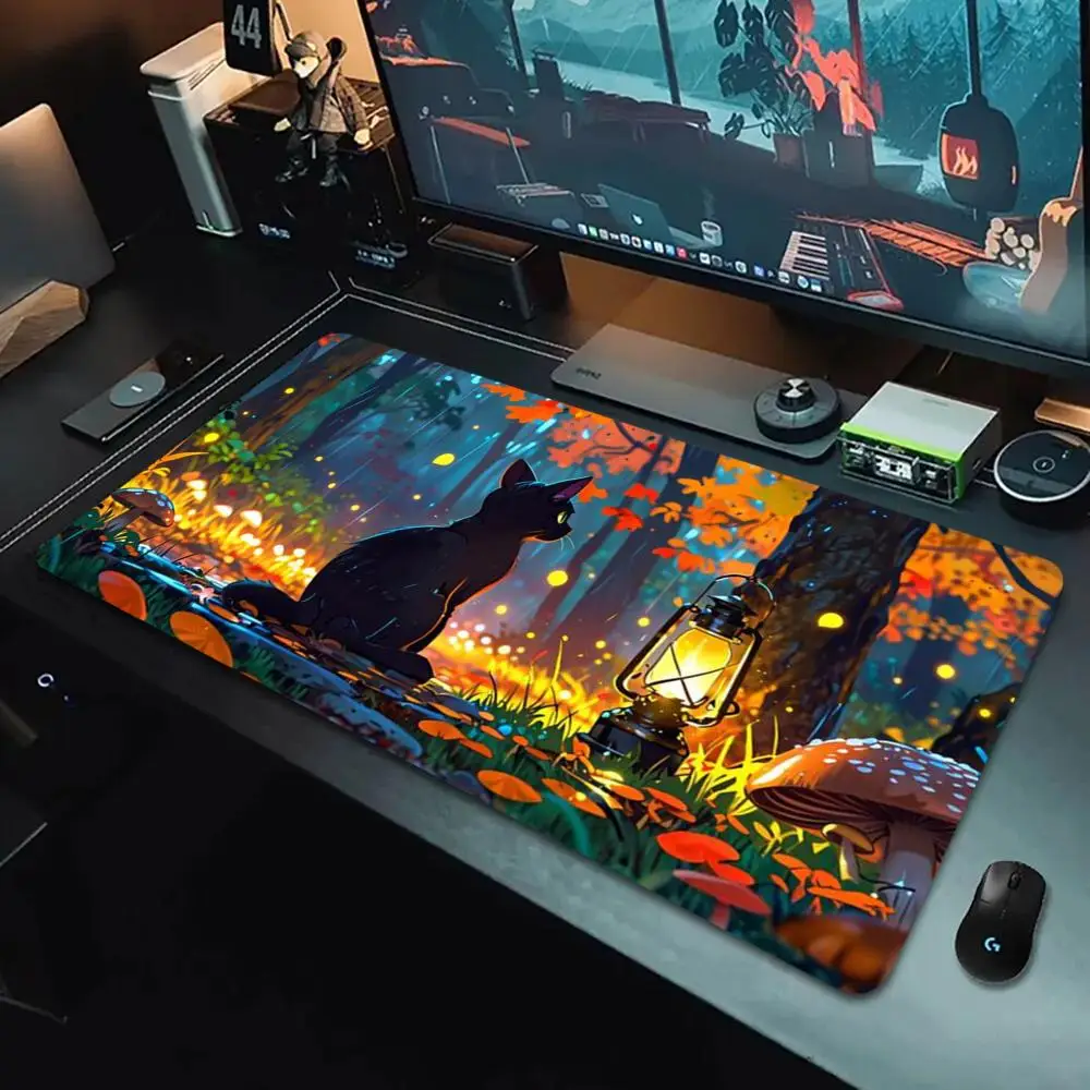 

The black kitten is cute. The large game mousepad features an artistic painting design is made of high-quality rubber anti-slip