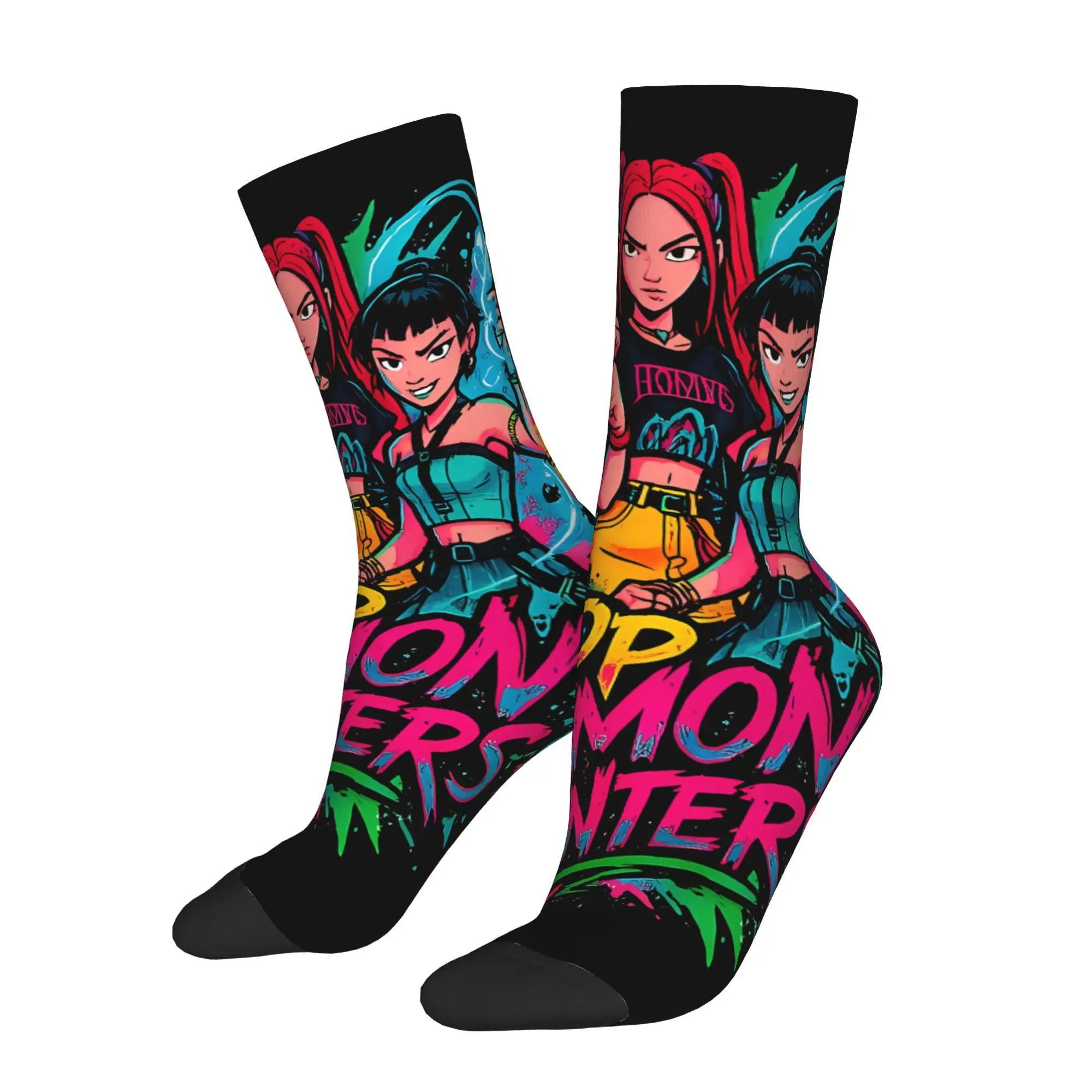

K POP Huntrx Cartoon KPop Demon Hunters Anime Sock Printed Man Polyester Fashion