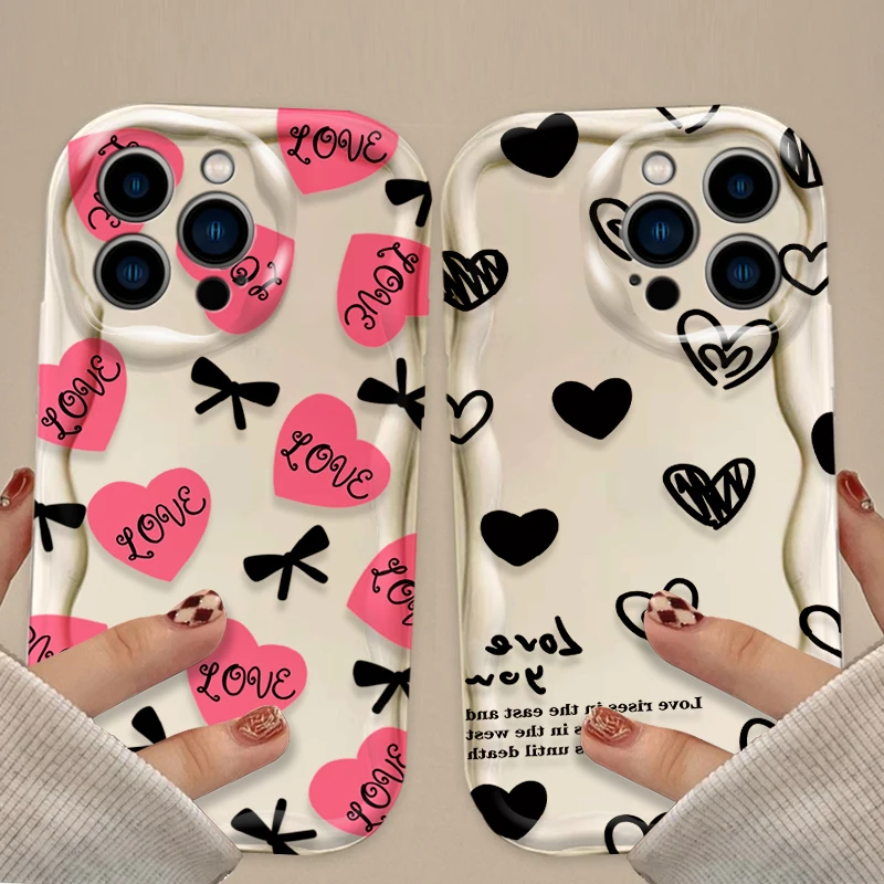 حافظة على شكل قلب لهاتف آيفون 17 Air 16 15 14 13 12 11 Pro Max Plus 16E XR XS X 7 8 غطاء خلفي من السيليكون المقاوم للصدمات