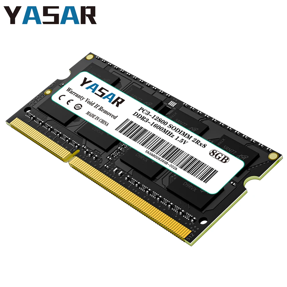 

YASAR Memoria DDR3 8 ГБ 4 ГБ 1600 МГц 1333 МГц 1066 МГц DDR3 1,5 В 240 контактов SODIMM Память для ноутбука ddr3 PC3 8500 10600 12800 Оперативная память для ноутбука