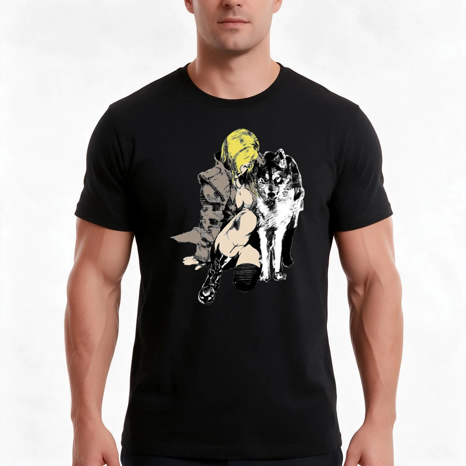 Sniper Wolf T-Shirt, Summer Casual Cotton Tee, Oversized Streetwear Tops, Vintage Graphic Print, Loose Fit Short Sleeve