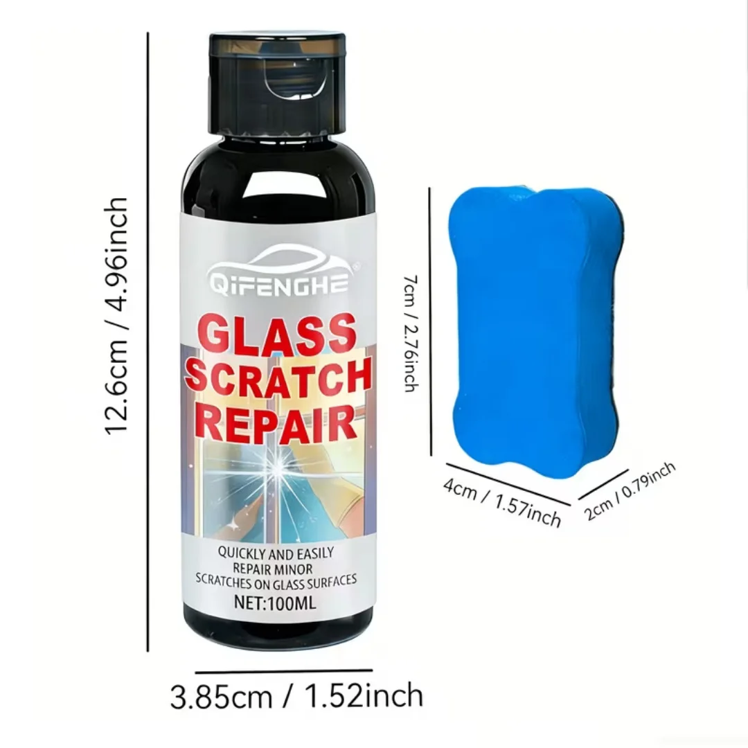QIFENGHE 100ml Glass Scratch Repair Kit, Windscreen Scratch Remover Polish for Minor Cracks & Scratches, Easy DIY Use