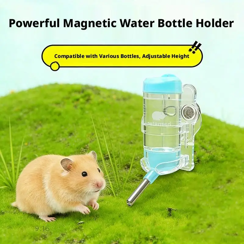 Magnetischer Hamster-Wasserflaschenhalter aus Klarem Acryl, Automatischer Trinkspender-Ständer, Kleintier-Käfigzubehör – Detail 4