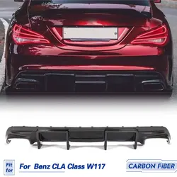 For W117 Rear Bumper Diffuser Rear Diffuser Lip Spoiler For Mercedes-Benz CLA Class C117 W117 Sport CLA45 AMG 2013-2019 Carbon F