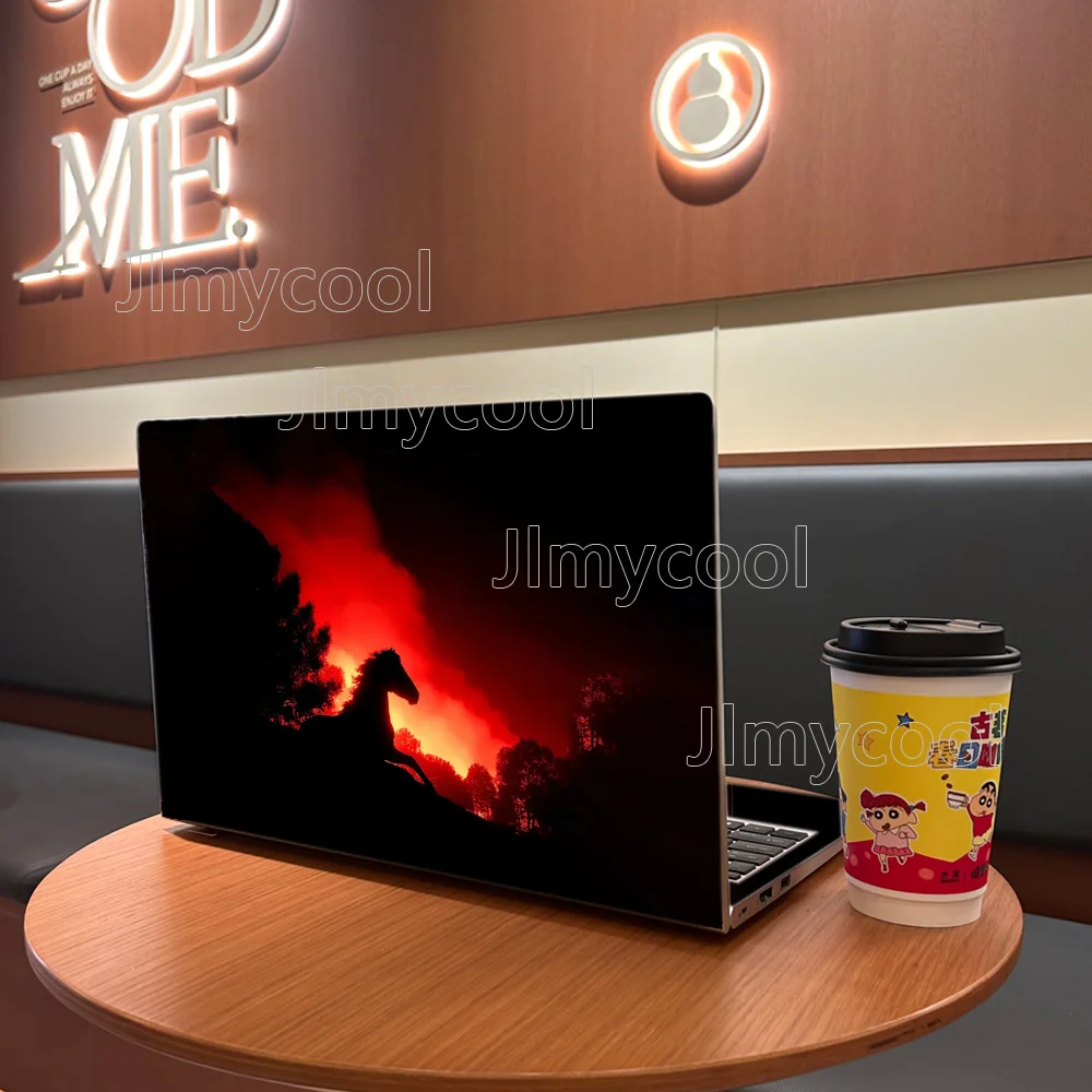 Fire Sky Horse Silhouette Laptop Skin Sticker Scratch Resistant Bubble Free Vinyl Decal Notebook Cover Decor Accessory