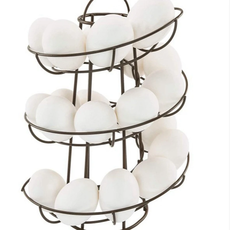 Kitchen Egg Rack, Spiral Egg Basket, Iron Practical Egg Storage Rack, Storage Rack Black-A51M