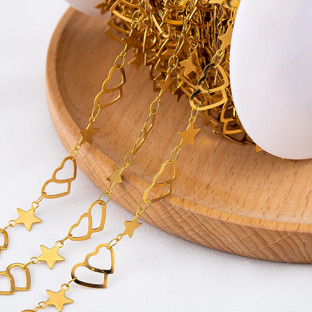 

1M/Lot Stainless Steel Simple Basic Star Heart Handmade Jewelry Chains For DIY Women Necklaces Bracelets Accessory Wholesale New