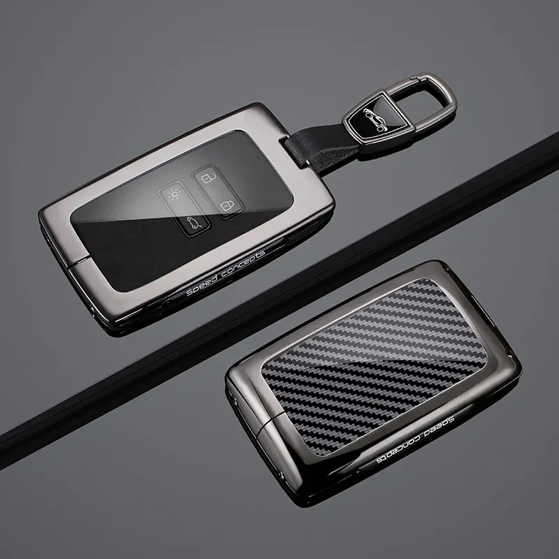 Zinc Alloy Carbon Fiber Car Key Case Cover Keychain For Renault Koleos Kadjar Captur Kiger Arkana Megane Espace Protect Accessor