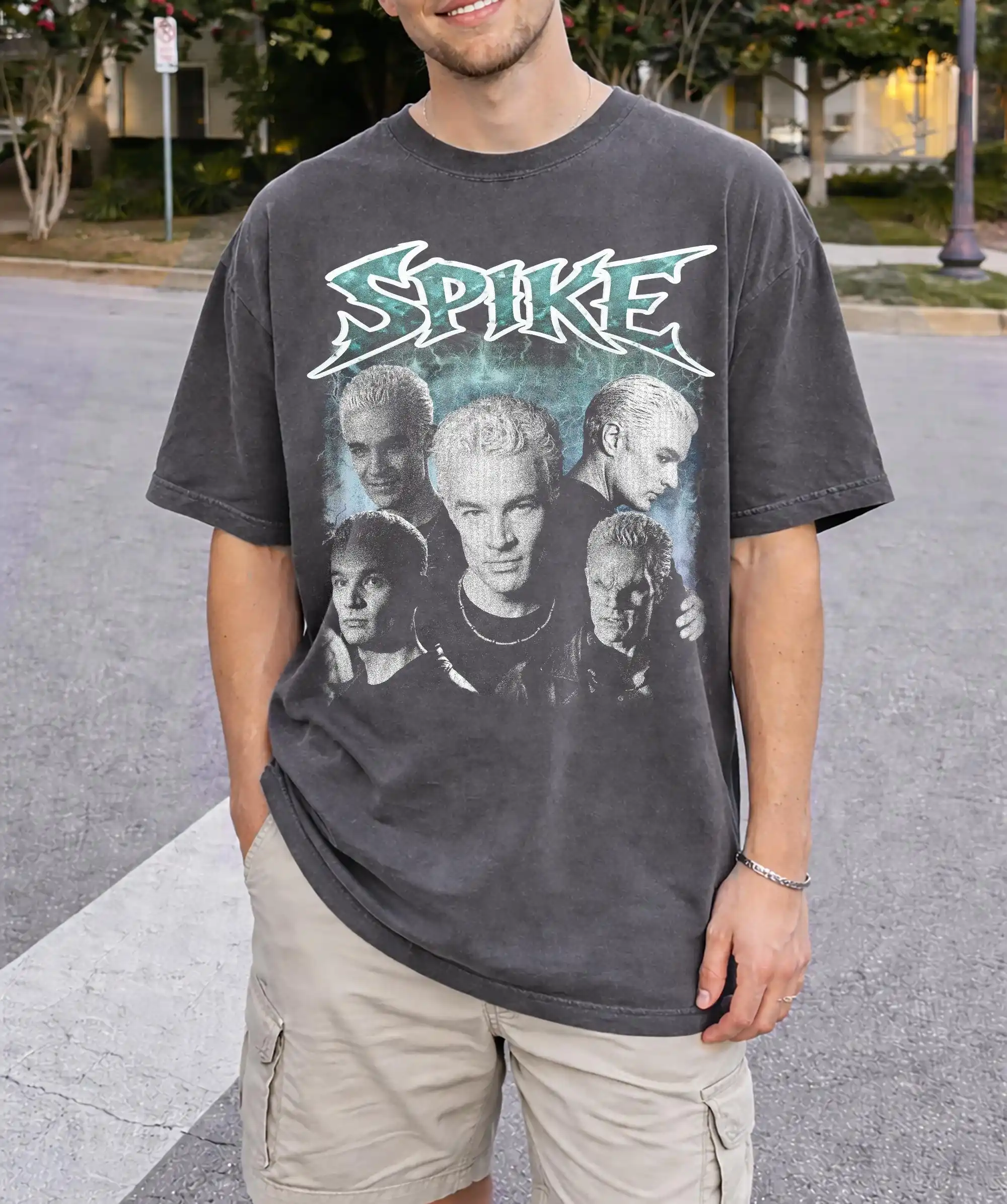 Spike Vampire Slayer T Shirt | Buffy TV Show | Retro Bootleg Graphic Unisex Tee