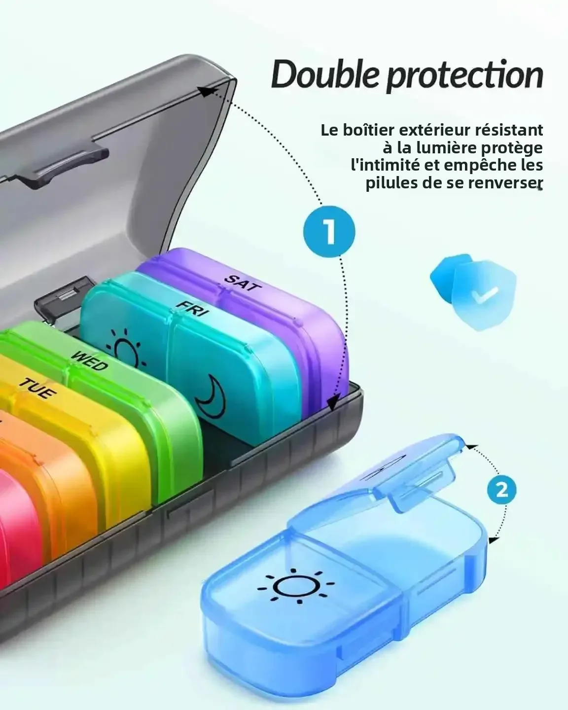 

1 Set 7 Days Weekly Pill Case Pillbox Medicine Tablet Box Portable Travel Drugs Storage Organizer Secret Compartments Pill Box