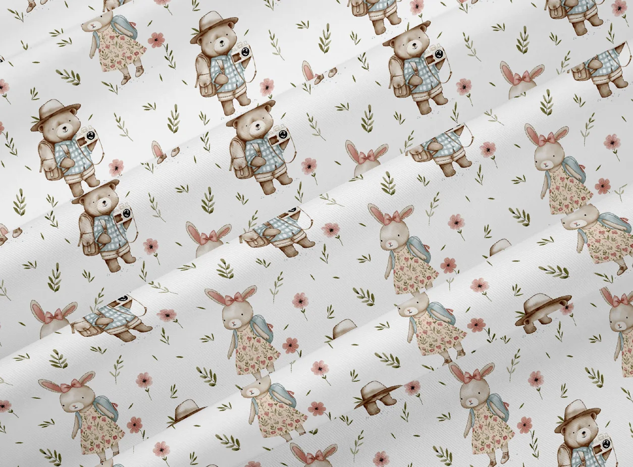 Cartoon Bear Rabbit Twill Cotton Fabric DIY Sewing Dress Patchwork Quilting Material Tissus For Baby&Child Dress Tecido Tilda