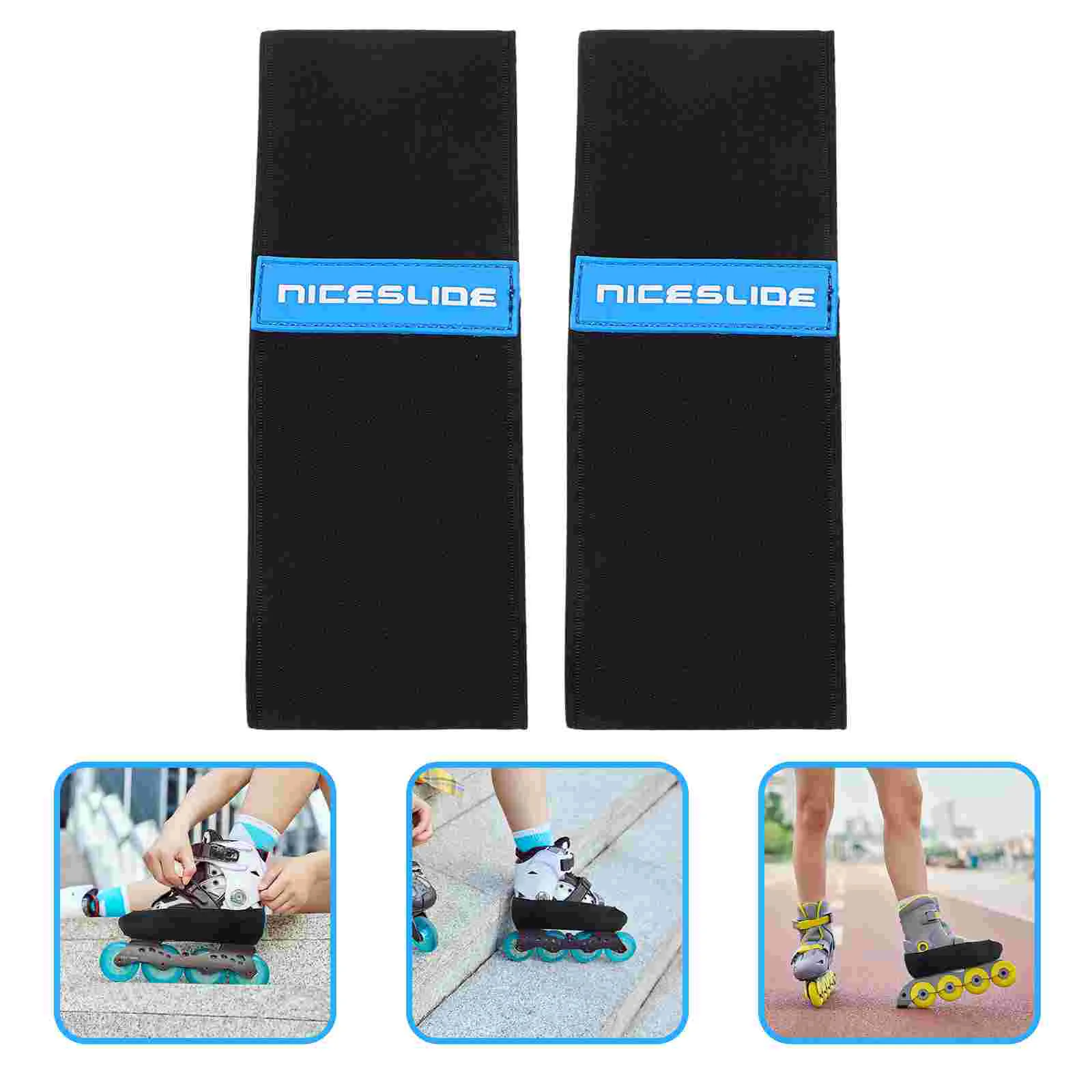 2 Pcs Skates Roller Shoe Covers Ice Skating Boots Elastic Protectors Hockey Black Shoes