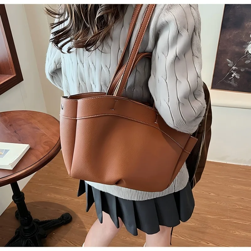 

Women's Bag Brown Novelty Bag Handbag Black White Khaki Red Big Lady Tote Bag Layer Zipper Casual Shoulder Bag