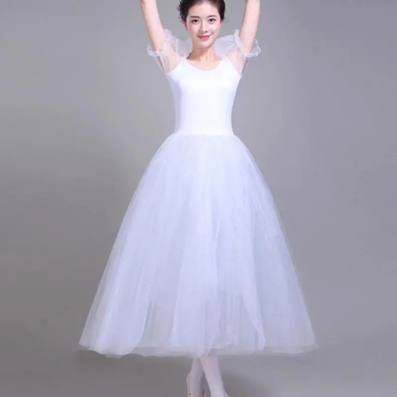 

Балетная юбка для взрослых, балетное платье с пышными рукавами для девочек, белый, розовый, балетный костюм «Лебединое озеро», женское праздничное балерина, профессиональное платье