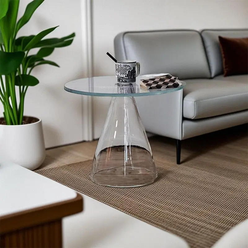 Living Room Coffee Table Nordic Sofa Side Tables Transparent Glass Tea Tables Modern Luxury Lounge Round End Tables Furniture